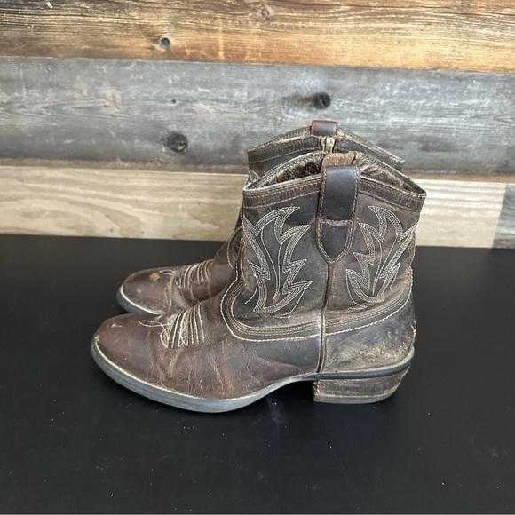 Ariat Billie Unbridled Western Boots 7.5 Brown Side Zip Ankle Cowgirl Rodeo - Picture 2 of 16